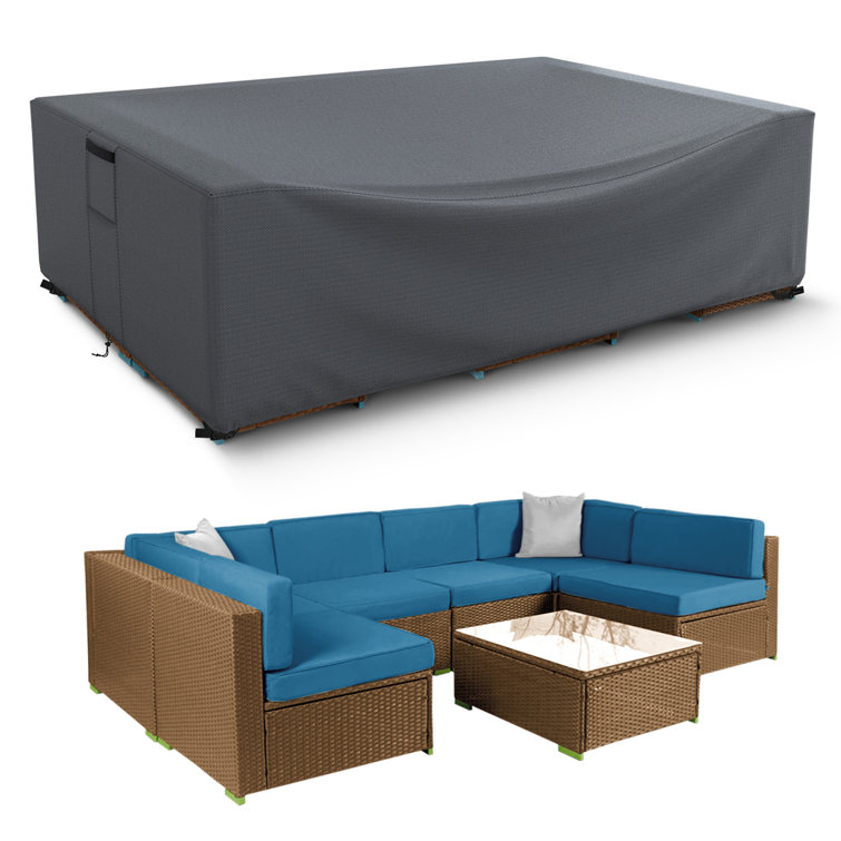 Arlmont & Co. Waterproof Patio Furniture Set Cover Windproof Outdoor Sectional Sofa Set Cover